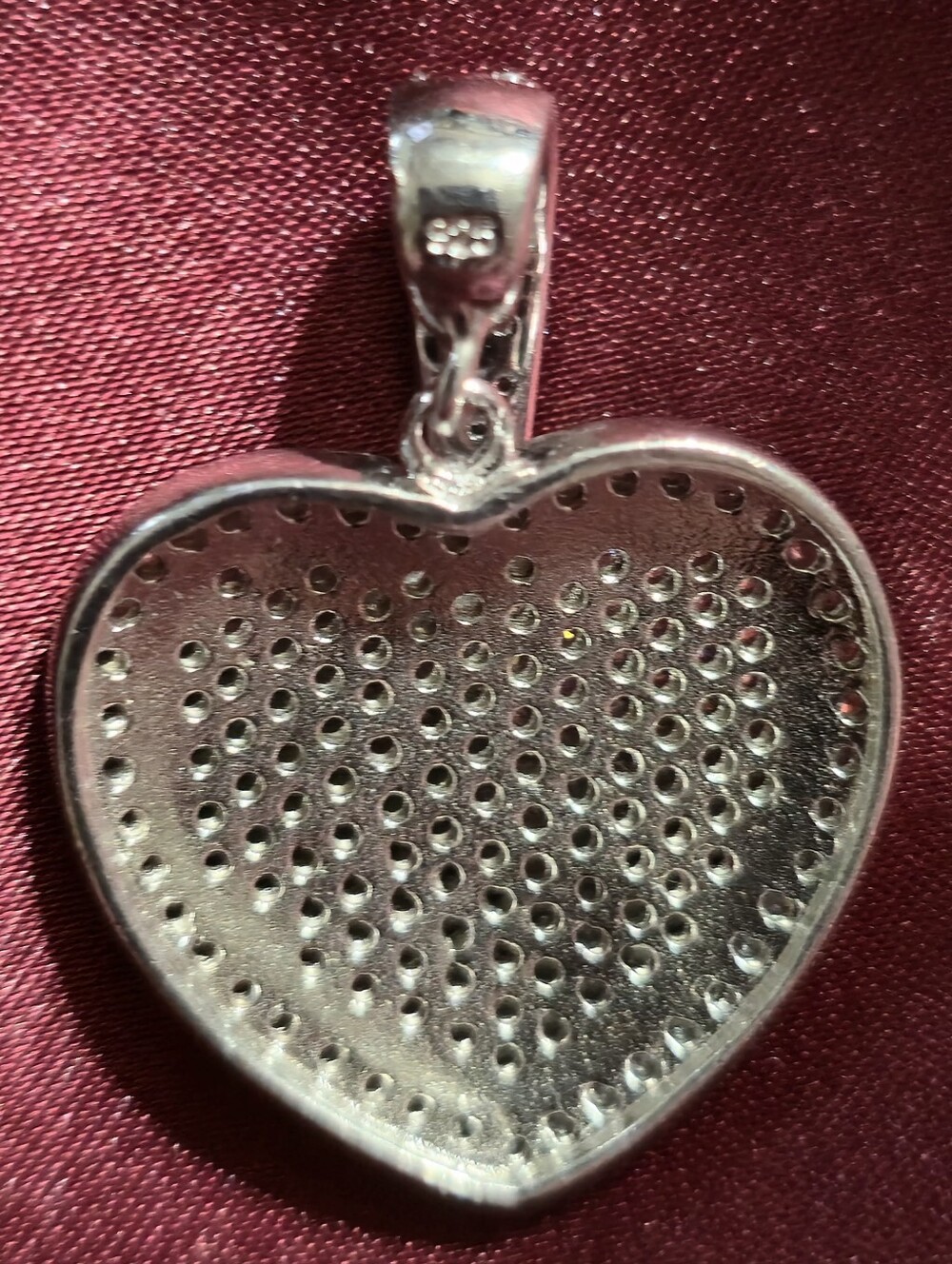 Silver Diamond Pave Heart Pendant - Picture 3 of 3